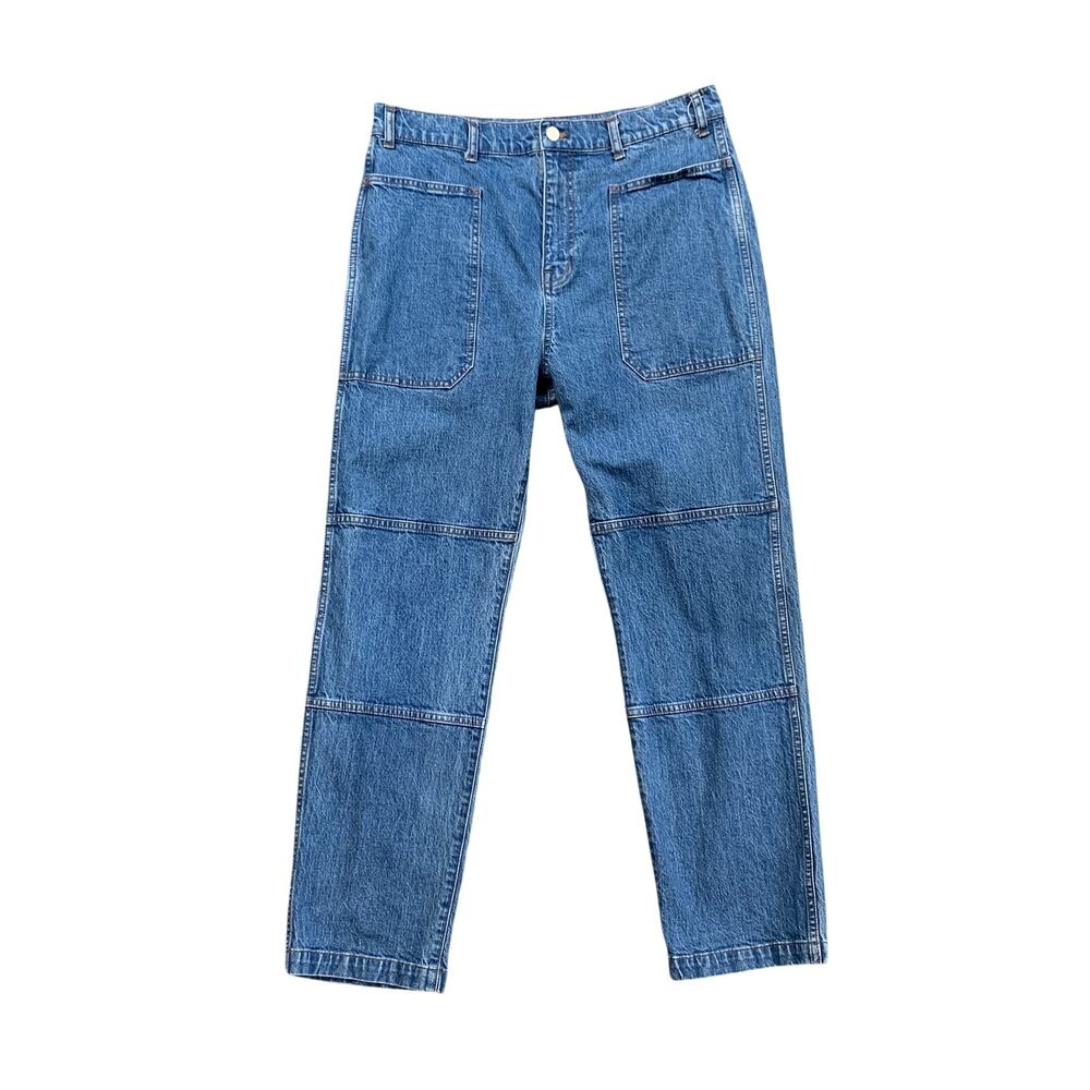 Madewell Jeans Womens 32 Blue Denim The 90s Straight Utility Paneled Zip Fly
